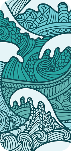 Teal Japanese Waves